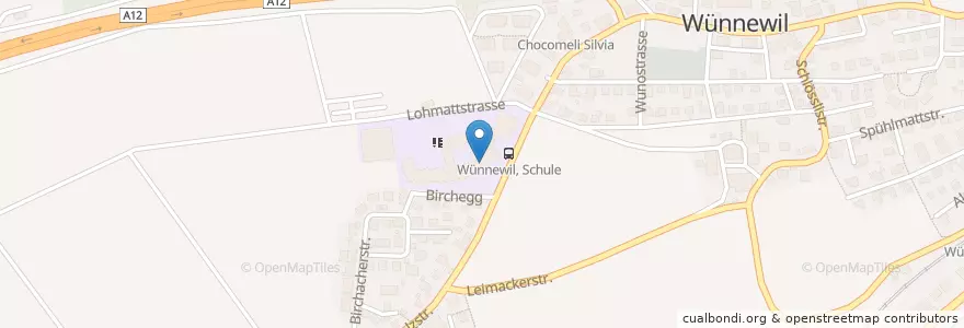 Mapa de ubicacion de Orientierungsschule Wünnewil en Svizzera, Friburgo, Sensebezirk, Wünnewil-Flamatt.