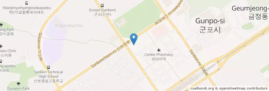Mapa de ubicacion de 힘코딩 en Zuid-Korea, Gyeonggi-Do, 군포시, 광정동.