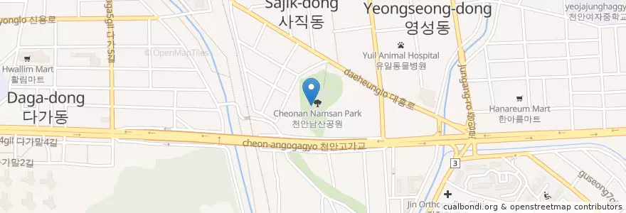 Mapa de ubicacion de 용주정 en کره جنوبی, چونگچئونگنام-دو, 천안시, 동남구.