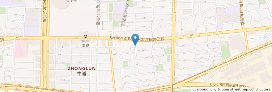 Mapa de ubicacion de 小杭州番茄排骨麵 en تايوان, تايبيه الجديدة, تايبيه, 松山區.