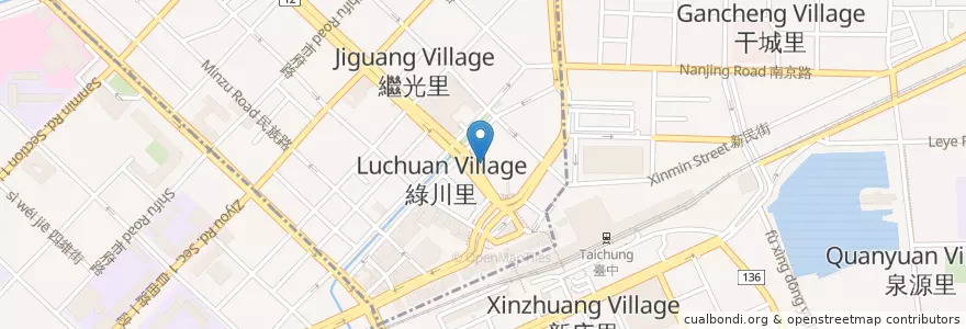 Mapa de ubicacion de 肯德基台中站前 en 臺灣, 臺中市, 東區.