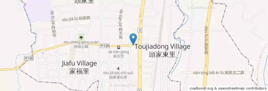 Mapa de ubicacion de 999美味炸雞 en تايوان, تاي شانغ, 潭子區, 北屯區.