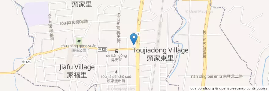 Mapa de ubicacion de 東東素食 en تايوان, تاي شانغ, 潭子區, 北屯區.