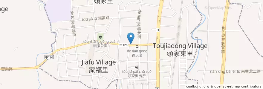 Mapa de ubicacion de 曲家專業麵館 en 臺灣, 臺中市, 潭子區, 北屯區.