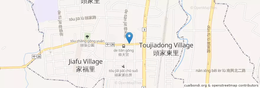 Mapa de ubicacion de 吮指王 en Тайвань, Тайчжун, 潭子區, 北屯區.