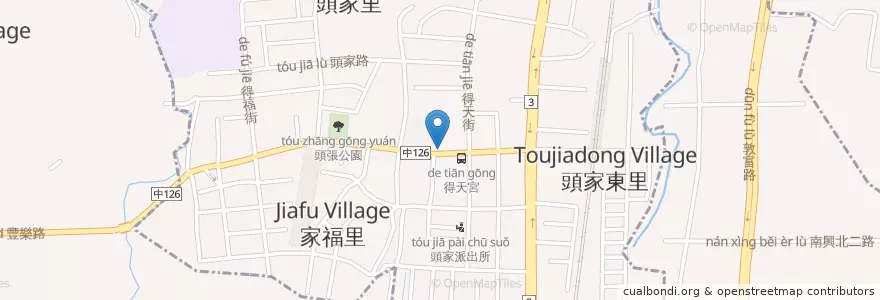 Mapa de ubicacion de 弘晨早餐 en Тайвань, Тайчжун, 潭子區, 北屯區.