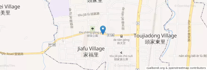 Mapa de ubicacion de 美家福炸雞 en تايوان, تاي شانغ, 潭子區, 北屯區.