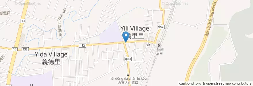 Mapa de ubicacion de 倉庫炒麵 en 臺灣, 臺中市, 后里區.