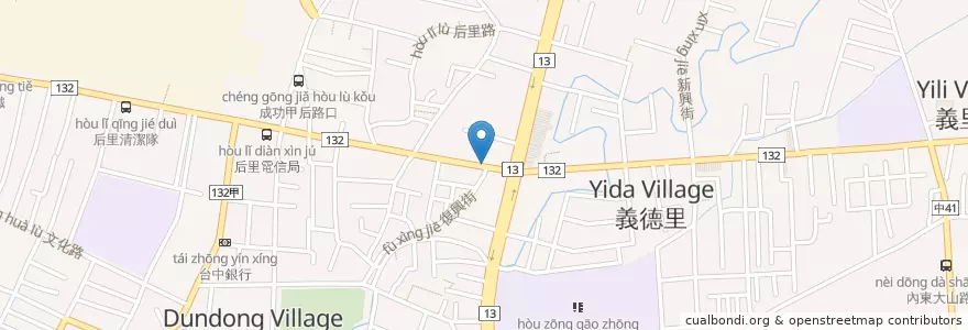 Mapa de ubicacion de 后里第一排骨麵 en 臺灣, 臺中市, 后里區.