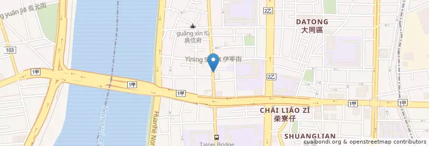 Mapa de ubicacion de 阿欉大橋頭肉粽 en 臺灣, 新北市, 臺北市, 大同區.