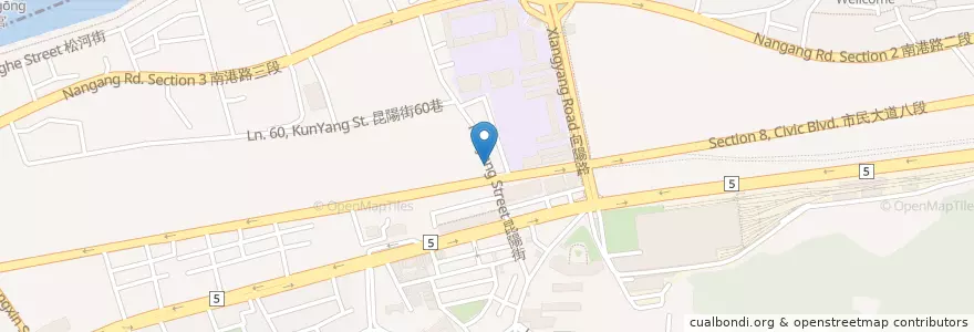 Mapa de ubicacion de 玖玖美食館 en 臺灣, 新北市, 臺北市, 南港區.