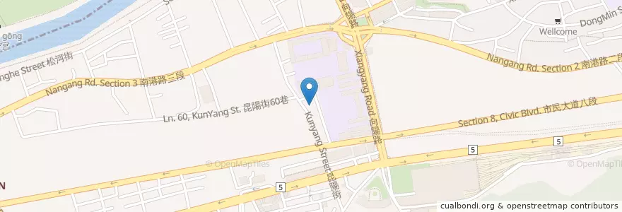 Mapa de ubicacion de 昆陽豆漿店 en 臺灣, 新北市, 臺北市, 南港區.