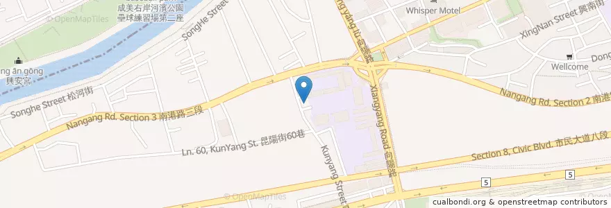 Mapa de ubicacion de 粗飽早午餐 en 타이완, 신베이 시, 타이베이시, 난강 구.