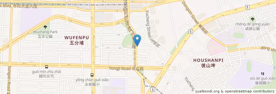 Mapa de ubicacion de 五分埔鄉味蚵嗲 en 臺灣, 新北市, 臺北市, 信義區.