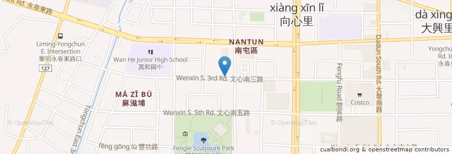 Mapa de ubicacion de 中山素食 en Taïwan, Taichung, 南屯區.