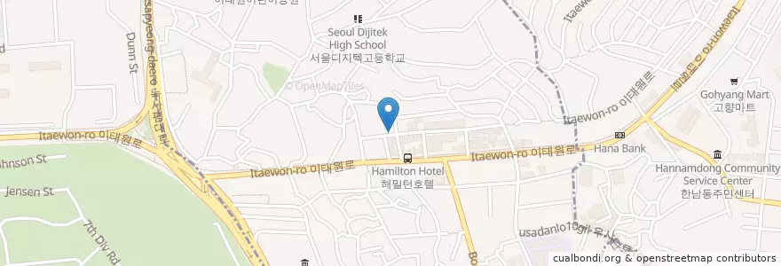 Mapa de ubicacion de 스테어웨이 en Güney Kore, Seul, 용산구, 이태원1동.