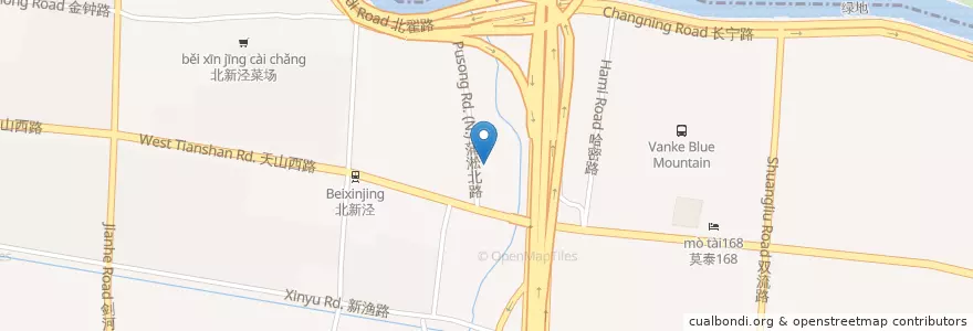 Mapa de ubicacion de Hollys咖啡 en 중국, 상하이, 창닝구.