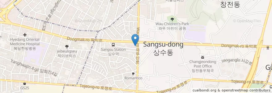 Mapa de ubicacion de 상수리 en 대한민국, 서울, 마포구, 서강동.