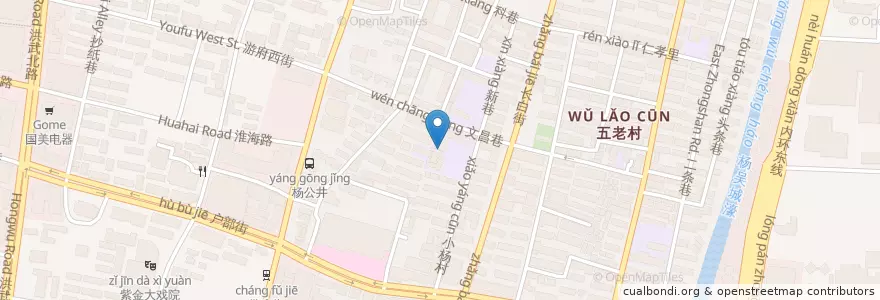 Mapa de ubicacion de 南京市五老村小学敬文书院 en China, Jiangsu, Nanjing, Qinhuai.