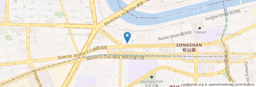 Mapa de ubicacion de 萬里香熱炒 en 臺灣, 新北市, 臺北市, 松山區.