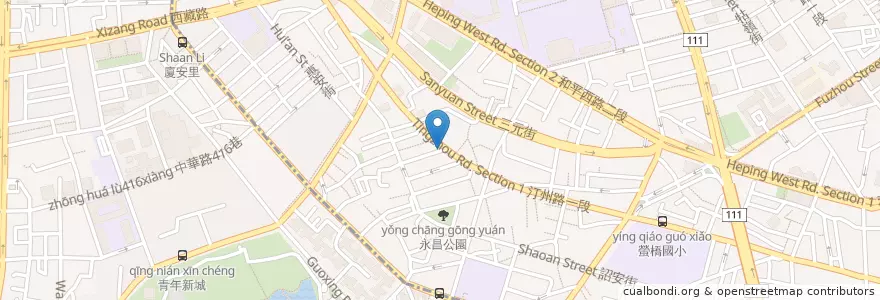 Mapa de ubicacion de 龍口米苔目米粉湯 en 타이완, 신베이 시, 타이베이시, 완화 구, 중정 구.