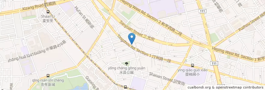 Mapa de ubicacion de 小華日本料理 en 타이완, 신베이 시, 타이베이시, 완화 구, 중정 구.