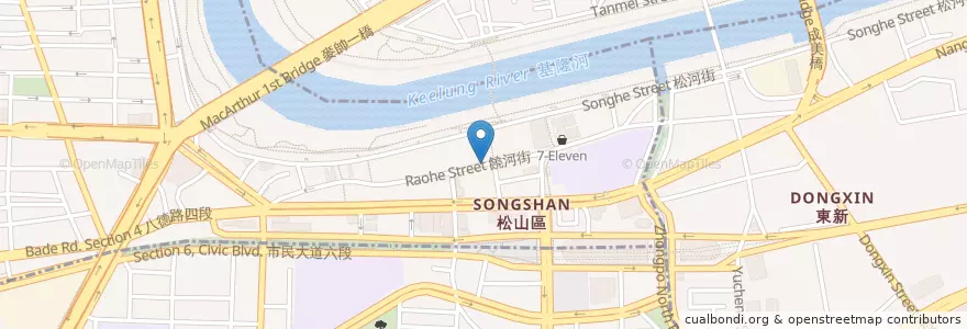 Mapa de ubicacion de 金蛋爆漿玉子燒 en 타이완, 신베이 시, 타이베이시, 쑹산 구.