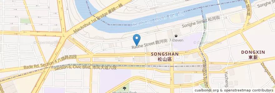 Mapa de ubicacion de 金賞東山鴨頭 en تايوان, تايبيه الجديدة, تايبيه, 松山區.