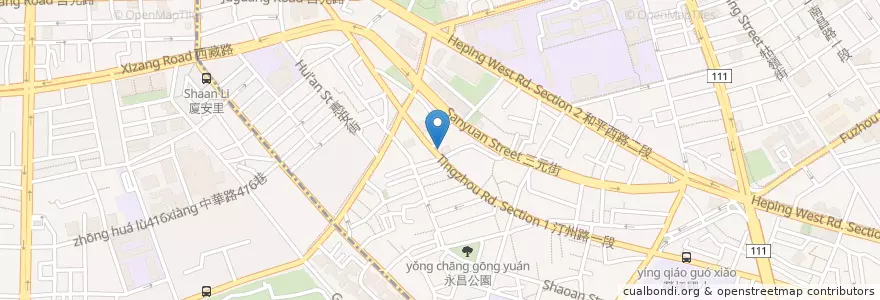 Mapa de ubicacion de 崁頂廟口湯圓 en تایوان, 新北市, تایپه, 萬華區, 中正區.