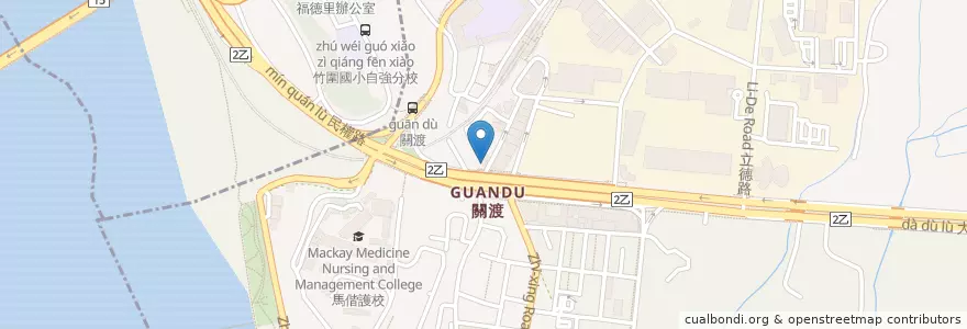 Mapa de ubicacion de 關渡 宇弘越南美食 en 臺灣, 新北市, 臺北市.