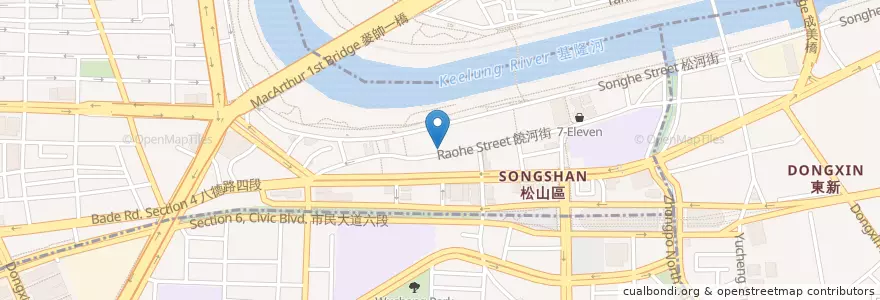 Mapa de ubicacion de 侏儸紀醬汁魷魚、啤酒螺專賣店 en 臺灣, 新北市, 臺北市, 松山區.
