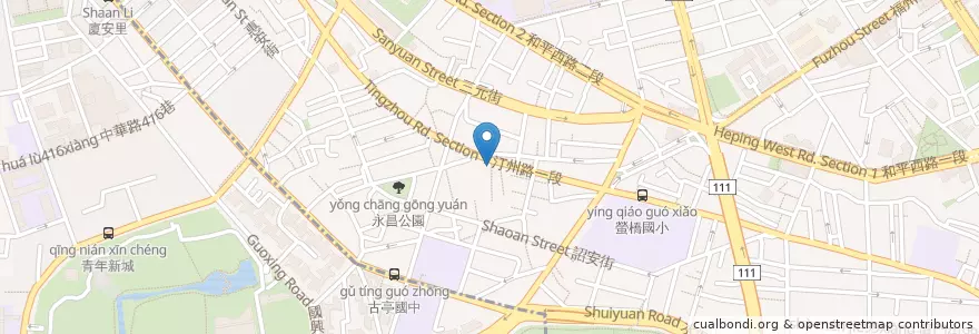 Mapa de ubicacion de 香港聯發燒臘快餐 en تایوان, 新北市, تایپه, 萬華區, 中正區.