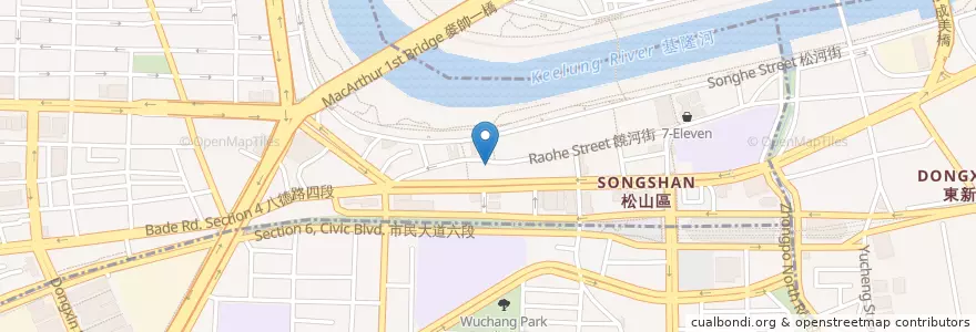 Mapa de ubicacion de 東發號 油飯・麵線 en Taiwan, Nuova Taipei, Taipei, Distretto Di Songshan.