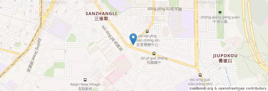 Mapa de ubicacion de 人从众厚切牛排 en Taiwán, Nuevo Taipéi, Taipéi, 信義區.