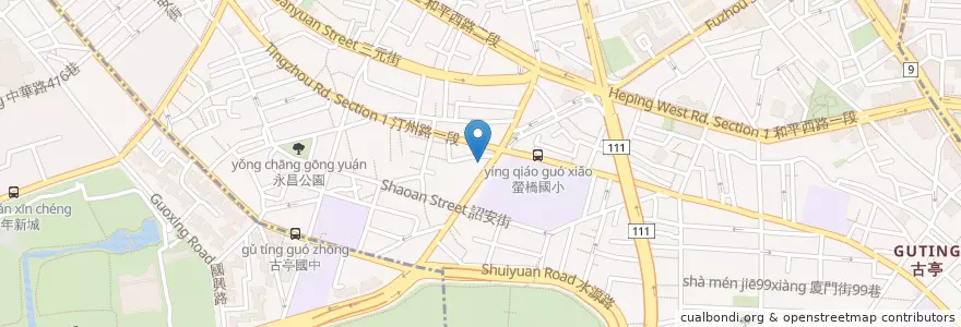 Mapa de ubicacion de 大腸蚵仔麵線 en 타이완, 신베이 시, 타이베이시, 중정 구.