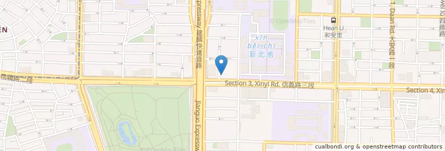 Mapa de ubicacion de 采岳軒重慶抄手麵食 en 臺灣, 新北市, 臺北市, 大安區.