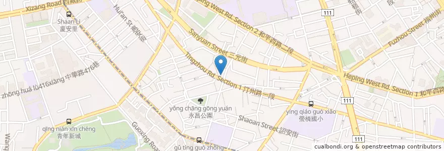 Mapa de ubicacion de 品吅鵝肉 en Taiwan, 新北市, Taipé, 萬華區, 中正區.