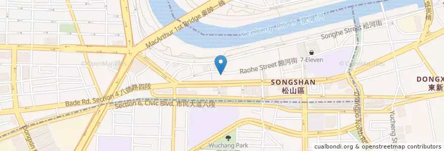 Mapa de ubicacion de 饒河街圓環魯肉飯 en Taiwan, Neu-Taipeh, Taipeh, Songshan.