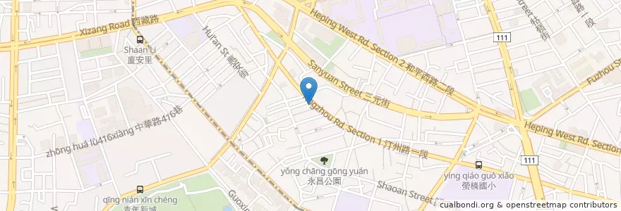 Mapa de ubicacion de 金將菁仔行 en تایوان, 新北市, تایپه, 萬華區, 中正區.