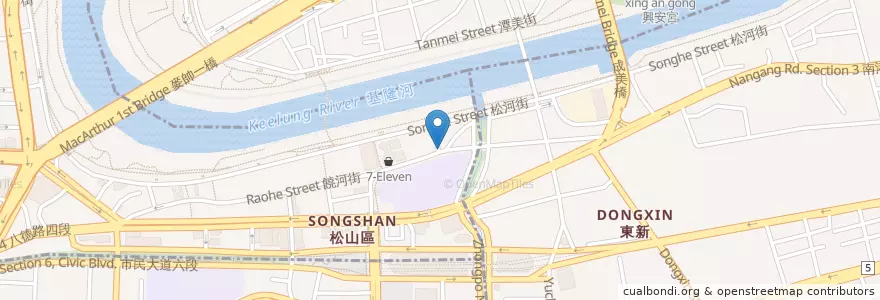 Mapa de ubicacion de 加寶多早餐店 en 臺灣, 新北市, 臺北市, 松山區.