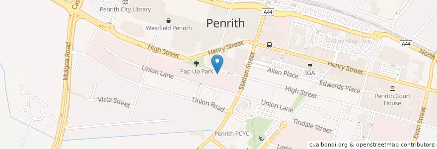 Mapa de ubicacion de ANZ en 오스트레일리아, New South Wales, 시드니, Penrith City Council.