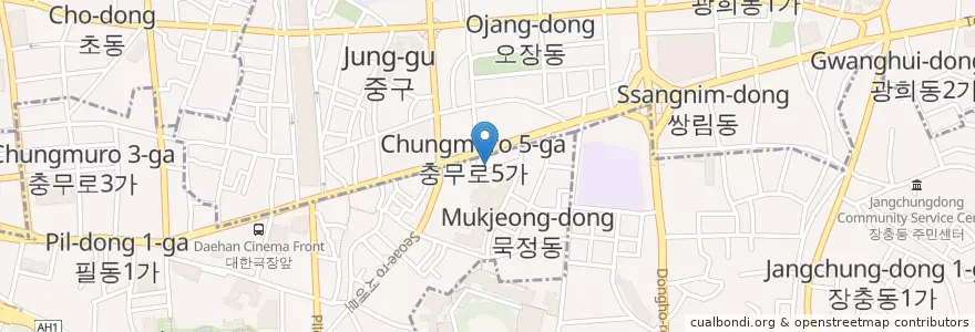 Mapa de ubicacion de 제일병원 주차장 en Güney Kore, Seul, 중구, 필동.
