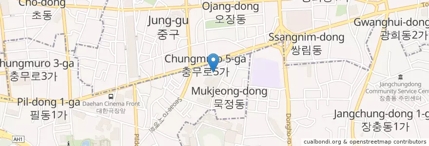 Mapa de ubicacion de 제일병원 주차장 en Zuid-Korea, Seoel, 중구, 필동.