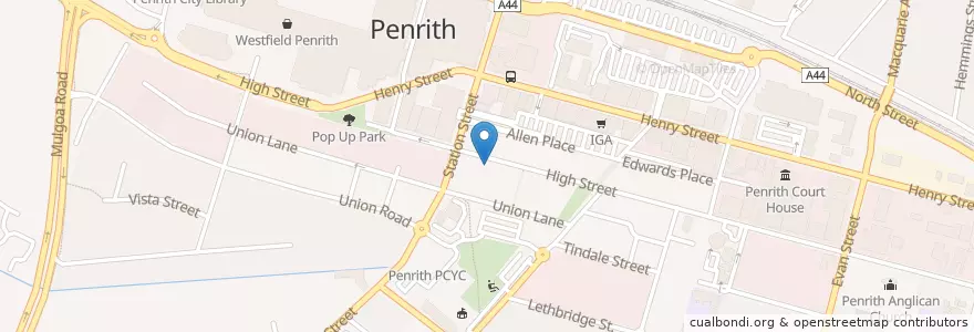 Mapa de ubicacion de High St Depot en استرالیا, New South Wales, Sydney, Penrith City Council.