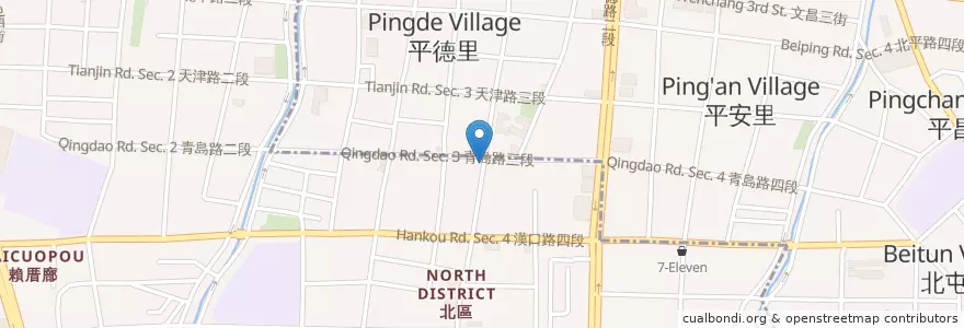 Mapa de ubicacion de 艾初早餐 en تايوان, تاي شانغ, 北屯區, 北區.