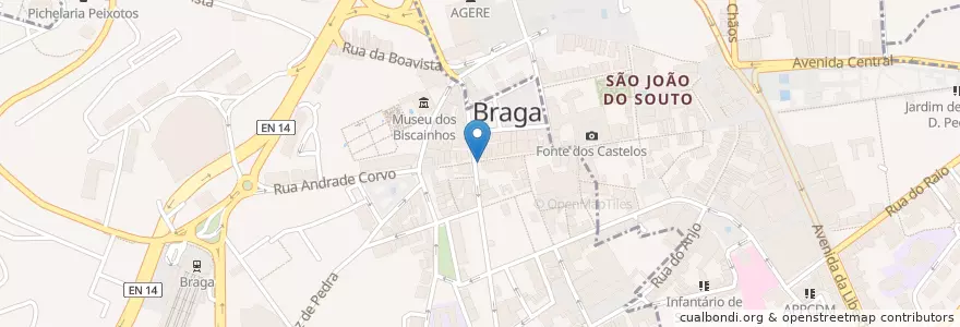 Mapa de ubicacion de Café Snack Bar Porta Nova en Portugal, Norte, Braga, Cávado, Braga, Maximinos, Sé E Cividade.