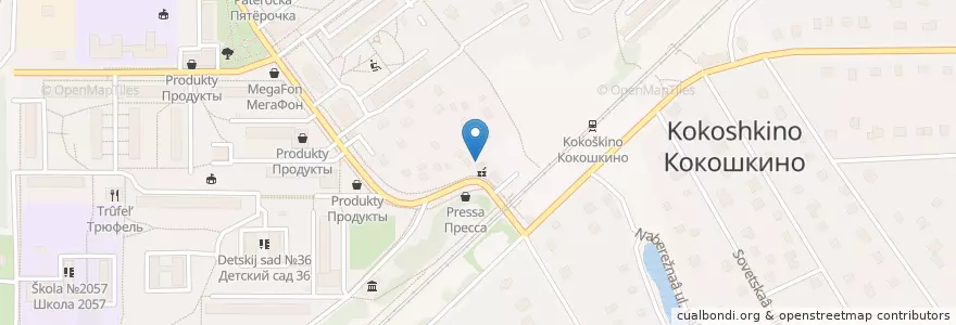 Mapa de ubicacion de Кофе с тобой en Rusland, Centraal Federaal District, Moskou, Новомосковский Административный Округ, Поселение Кокошкино.