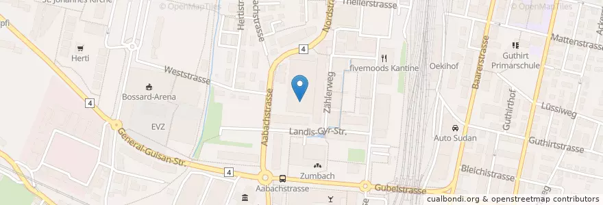 Mapa de ubicacion de Freiruum Eventhalle en سويسرا, Zug, Zug.