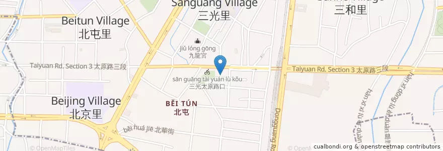 Mapa de ubicacion de 嗎潞早午餐 en 臺灣, 臺中市, 北屯區.