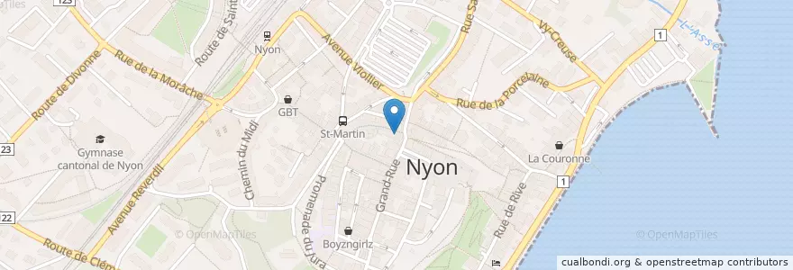 Mapa de ubicacion de Street Beirut en Швейцария, Во, Округ Ньон, Nyon.